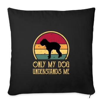 Griffon Bruxellois Dog Silhouette Retro Sunset - Housse de coussin décorative 45 x 45 cm - noir - Devant