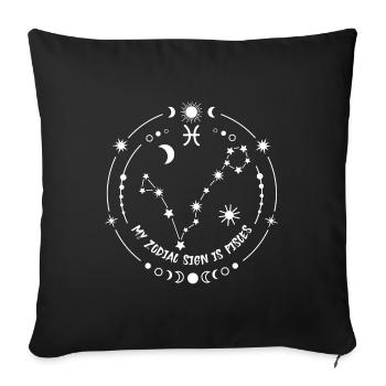 Signe du zodiaque Poissons - Housse de coussin décorative 45 x 45 cm - noir - Devant