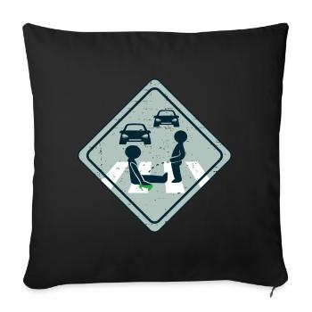 Climate activist road gluing - Sofa pillowcase 17,3'' x 17,3'' (45 x 45 cm) - black - Front