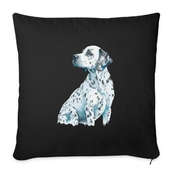 Cute Dalmatian Dog Breed Head Cartoon Illustration - Sofa pillowcase 17,3'' x 17,3'' (45 x 45 cm) - black - Front