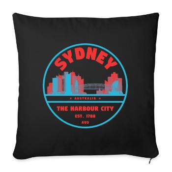 Sydney Harbour City Skyline Badge - Sofa pillowcase 17,3'' x 17,3'' (45 x 45 cm) - black - Front