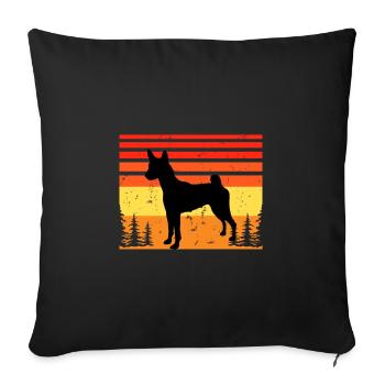 Basenji Dog Lover Silhouette Vintage Sunset - Sofa pillowcase 17,3'' x 17,3'' (45 x 45 cm) - black - Front