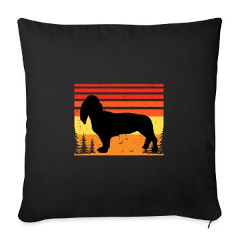 Basset Artesien Normand Dog Silhouette Retro Sun - Sofa pillowcase 17,3'' x 17,3'' (45 x 45 cm) - black - Front