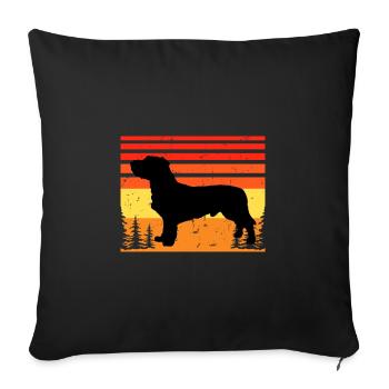 Basset Fauve De Bretagne Dog Silhouette Retro Sun - Sofa pillowcase 17,3'' x 17,3'' (45 x 45 cm) - black - Front