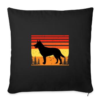 Australian Kelpie Dog Love Silhouette Retro Sunset - Sofa pillowcase 17,3'' x 17,3'' (45 x 45 cm) - black - Front