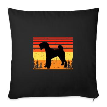 Airedale Terrier Hundeliebhaber Silhouette Retro Sonnenuntergang - Sofakissenbezug 45 x 45 cm - Schwarz - Vorne