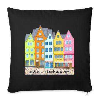 Cologne, Fish Market, Stapelhäuschen, Germany - Sofa pillowcase 17,3'' x 17,3'' (45 x 45 cm) - black - Front