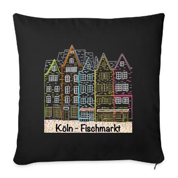 Cologne fish market, Germany, line drawing - Sofa pillowcase 17,3'' x 17,3'' (45 x 45 cm) - black - Front