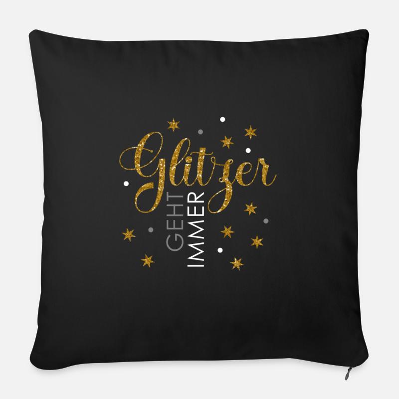 Glitzer geht immer - Sofakissenbezug 45 x 45 cm - Schwarz
