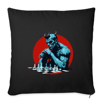 Demon Playing Chess - Sofa pillowcase 17,3'' x 17,3'' (45 x 45 cm) - black - Front