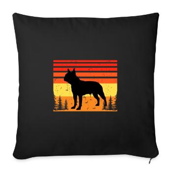 Boston Terrier Dog Lover Silhouette Vintage Sunset - Sofa pillowcase 17,3'' x 17,3'' (45 x 45 cm) - black - Front