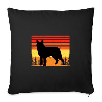 Bouvier Des Ardennes Chien Silhouette Rétro Coucher de Soleil - Housse de coussin décorative 45 x 45 cm - noir - Devant