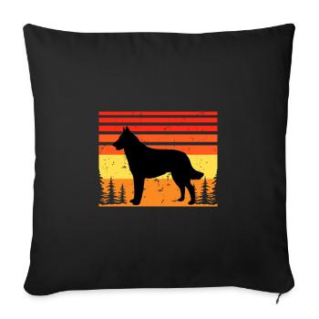 Berger Belge Laekenois Chien Silhouette Rétro - Housse de coussin décorative 45 x 45 cm - noir - Devant
