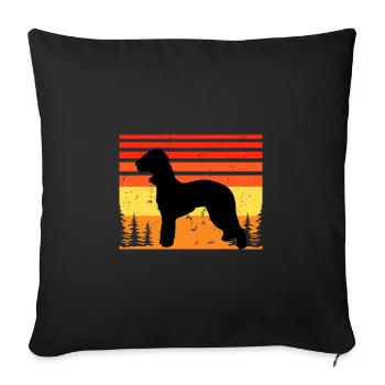 Bedlington Terrier Dog Silhouette Retro Sunset - Sofa pillowcase 17,3'' x 17,3'' (45 x 45 cm) - black - Front