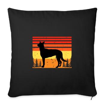 Belgian Shepherd Malinois Dog Silhouette Retro - Sofa pillowcase 17,3'' x 17,3'' (45 x 45 cm) - black - Front