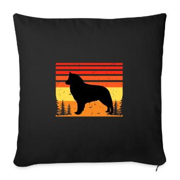 Berger Belge Groenendael Chien Silhouette Rétro - Housse de coussin décorative 45 x 45 cm - noir - Devant