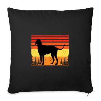 Billy Dog Silhouette Vintage Sunset pour les amoureux des chiens - Housse de coussin décorative 45 x 45 cm - noir - Devant