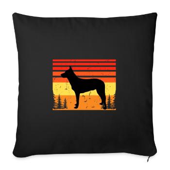 Berger Belge Tervuren Chien Silhouette Rétro - Housse de coussin décorative 45 x 45 cm - noir - Devant