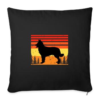 Chien de berger croate Amour Silhouette Rétro Coucher de soleil - Housse de coussin décorative 45 x 45 cm - noir - Devant