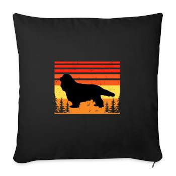 Cavalier Dog Lover Silhouette Vintage Sunset - Sofa pillowcase 17,3'' x 17,3'' (45 x 45 cm) - black - Front
