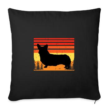 Corgi Dog Silhouette Vintage Sunset for Dog Lovers - Sofa pillowcase 17,3'' x 17,3'' (45 x 45 cm) - black - Front