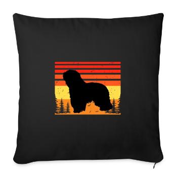 Cao Da Serra De Aires Hund Silhouette Retro Sonnenuntergang - Sofakissenbezug 45 x 45 cm - Schwarz - Vorne
