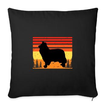 Collie Rough Dog Lover Silhouette Vintage Sunset - Housse de coussin décorative 45 x 45 cm - noir - Devant