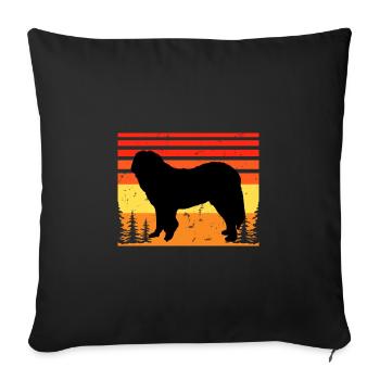 Caucasian Shepherd Dog Silhouette Retro Sunset - Sofa pillowcase 17,3'' x 17,3'' (45 x 45 cm) - black - Front
