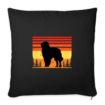 Carpathian Shepherd Dog Silhouette Retro Sunset - Sofa pillowcase 17,3'' x 17,3'' (45 x 45 cm) - black - Front