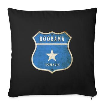 Blason de la Somalie à motif de Boorama - Housse de coussin décorative 45 x 45 cm - noir - Devant