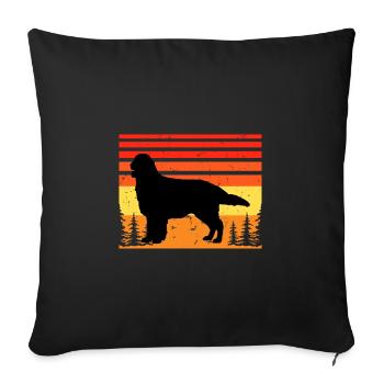 Flat Coated Retriever Dog Silhouette Retro Sunset - Housse de coussin décorative 45 x 45 cm - noir - Devant