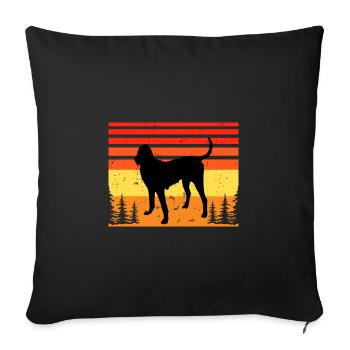 Gascon Saintongeois Dog Silhouette Retro Sunset - Housse de coussin décorative 45 x 45 cm - noir - Devant