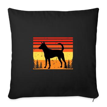 Formosan Mountain Dog Love Silhouette Retro Sunset - Housse de coussin décorative 45 x 45 cm - noir - Devant
