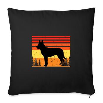 Berger Hollandais Chien Amoureux Silhouette Vintage Coucher de Soleil - Housse de coussin décorative 45 x 45 cm - noir - Devant