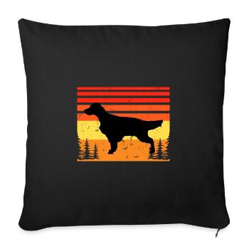 English Setter Dog Lover Silhouette Vintage Sunset - Sofa pillowcase 17,3'' x 17,3'' (45 x 45 cm) - black - Front