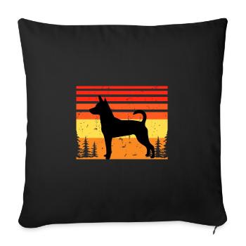 Decker Rat Terrier Dog Silhouette Retro Sunset - Housse de coussin décorative 45 x 45 cm - noir - Devant