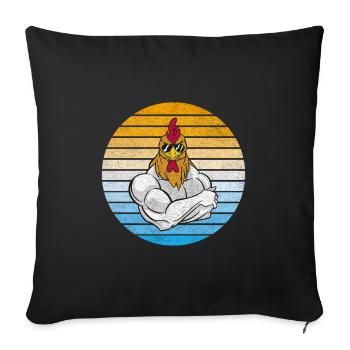 Chicken with cool vintage sunglasses - Sofa pillowcase 17,3'' x 17,3'' (45 x 45 cm) - black - Front