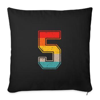 5 years retro jersey number 5 T-shirt number 5 - Sofa pillowcase 17,3'' x 17,3'' (45 x 45 cm) - black - Front