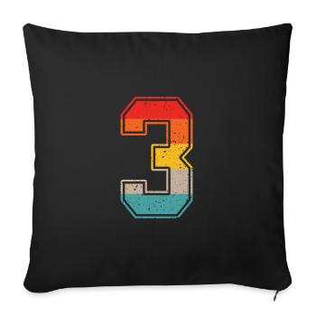 3 years retro jersey number 3 T-shirt number 3 - Sofa pillowcase 17,3'' x 17,3'' (45 x 45 cm) - black - Front