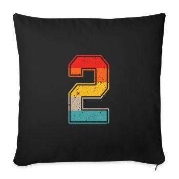 2 years retro jersey number 2 T-shirt number 2 - Sofa pillowcase 17,3'' x 17,3'' (45 x 45 cm) - black - Front