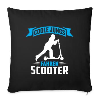 Coole jungs fahren scooter roller tretroller - Sofakissenbezug 45 x 45 cm - Schwarz - Vorne