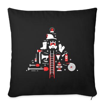 Fire extinguisher Rescuer Fire brigade fire hose - Sofa pillowcase 17,3'' x 17,3'' (45 x 45 cm) - black - Front