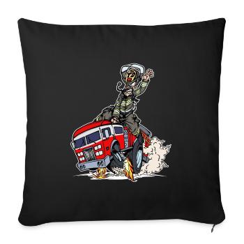 Fire Fire Engine Firefighter Rescuer - Sofa pillowcase 17,3'' x 17,3'' (45 x 45 cm) - black - Front