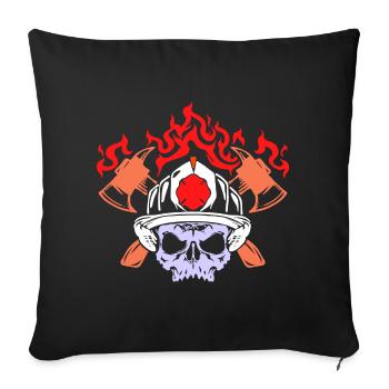 Firefighter helmet fire brigade fire protection fire burning - Sofa pillowcase 17,3'' x 17,3'' (45 x 45 cm) - black - Front