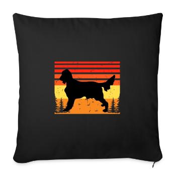 Irish Setter Dog Lover Silhouette Vintage Sunset - Sofa pillowcase 17,3'' x 17,3'' (45 x 45 cm) - black - Front