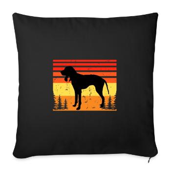 Griffon Bleu De Gascogne Chien Silhouette Rétro Soleil - Housse de coussin décorative 45 x 45 cm - noir - Devant