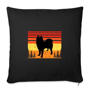 Husky Dog Silhouette Vintage Sunset pour les amoureux des chiens - Housse de coussin décorative 45 x 45 cm - noir - Devant