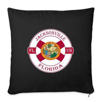 Jacksonville Florida Flag USA Souvenir Badge - Housse de coussin décorative 45 x 45 cm - noir - Devant