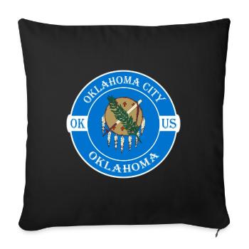 Oklahoma City Oklahoma Flagge USA Souvenir Abzeichen - Sofakissenbezug 45 x 45 cm - Schwarz - Vorne