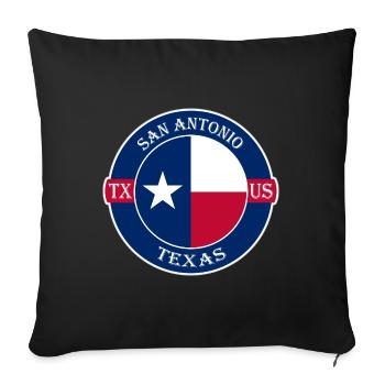 San Antonio Texas Flag USA Travel Souvenir Badge - Sofa pillowcase 17,3'' x 17,3'' (45 x 45 cm) - black - Front